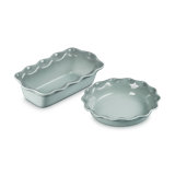 Le Creuset Stoneware Heritage Pie Dish & Fluted Loaf Pan, 9 In. Each, Oyster
