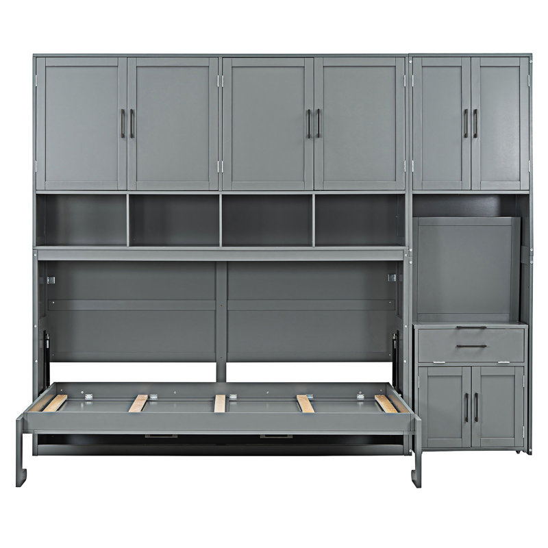 Lit escamotable simple avec lit escamotable avec placard et bureau