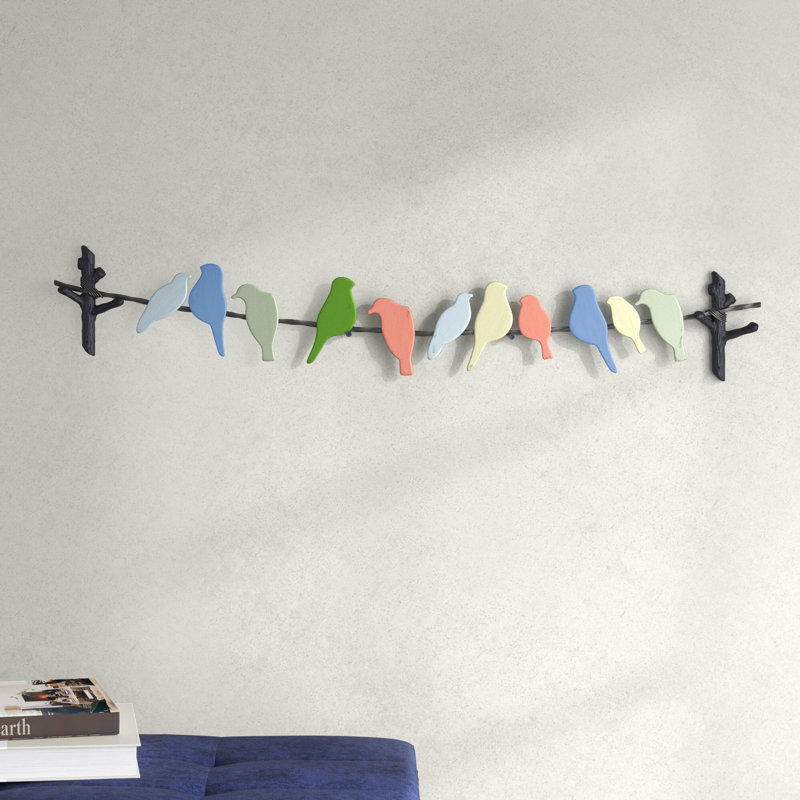 Multi Colored Metal Bird Indoor Outdoor Home Wall Decor, 40" x 1" x 7"