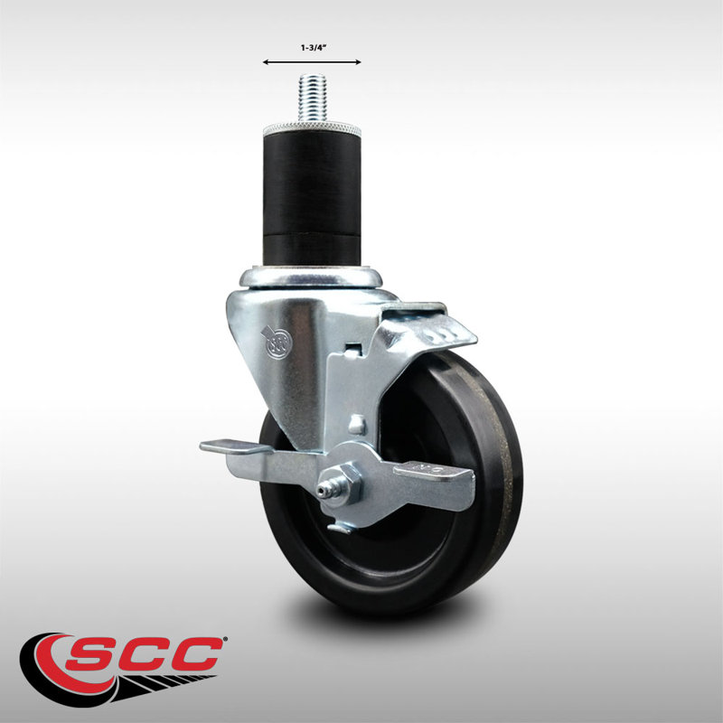 4 Inch SS Phenolic Swivel 1-3/4 Inch Expanding Stem Caster with Brake SCC