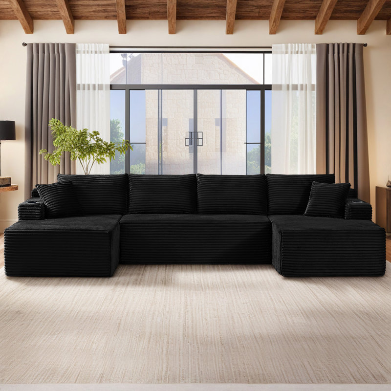 Canapé modulaire en U 133 po avec siège profond 133 po, Black