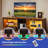 Catey LED Rectangular TV Stand with Tempered Glass Shelves and Power Outlet for TVs up to 60"