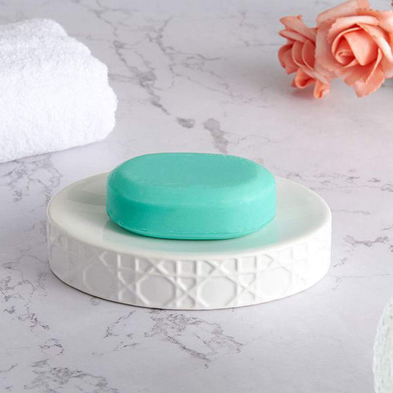 Bathroom Accessories Set Ceramic 4 Pieces Bathroom Ensemble For Bath Decor Includes Lotion Dispenser Toothbrush Holder Tumbler Soap Dish (white Netting)