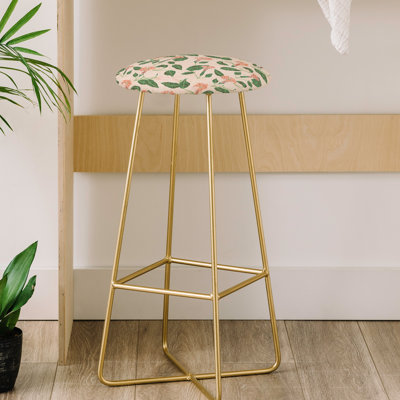 Upholstered Counter Stool with Metal Frame