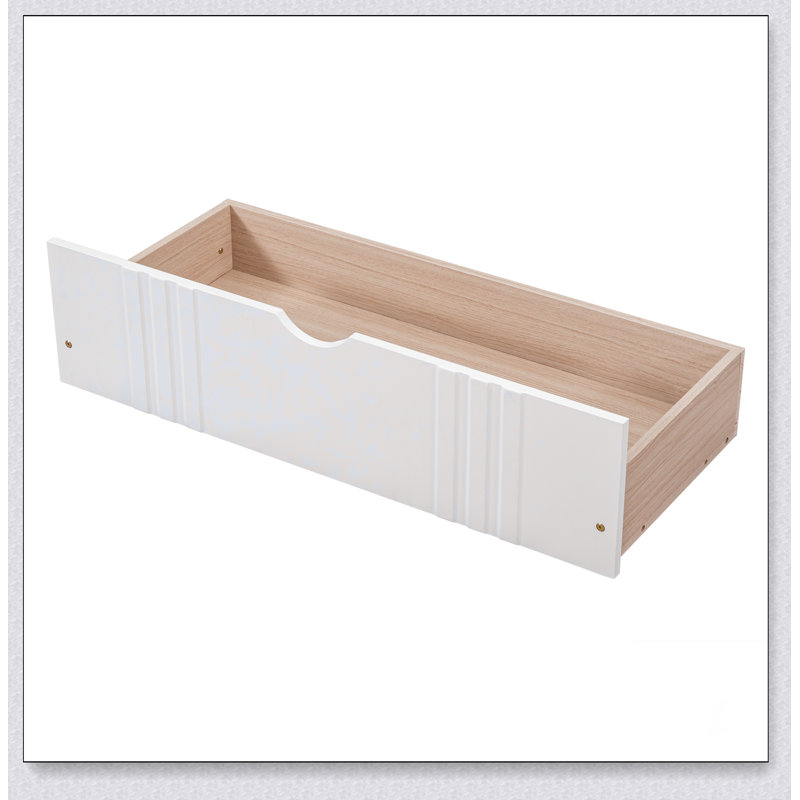 Lit de jour en bois avec deux tiroirs, Blanc