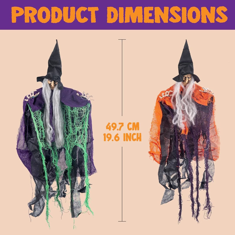 4 pièces de décoration de sorcière suspendue d'Halloween 19,6 po
