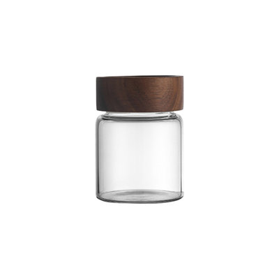 Glass storage jar Kitchen Storage Sealed Borosilicate Heatproof Glass Jar With Maple Wood Coffee Grain Tea Container