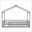 Structure de lit simple en pin massif gris avec clôture - Playful & amp; Robuste