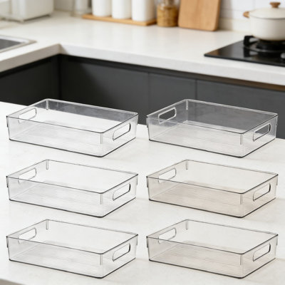 Clear Plastic Storage Bins And Organizers For Kitchen, Pantry, Fridge, Cabinet, And Bathroom - Heavy-Duty, Stackable, And BPA-Free Containers