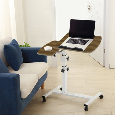 Adjustable Mobile Overbed Laptop Desk With Swivel Side Table