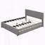 Grand lit plateforme tapissier avec tête de lit à motif brique et gigogne simple TG-129199239