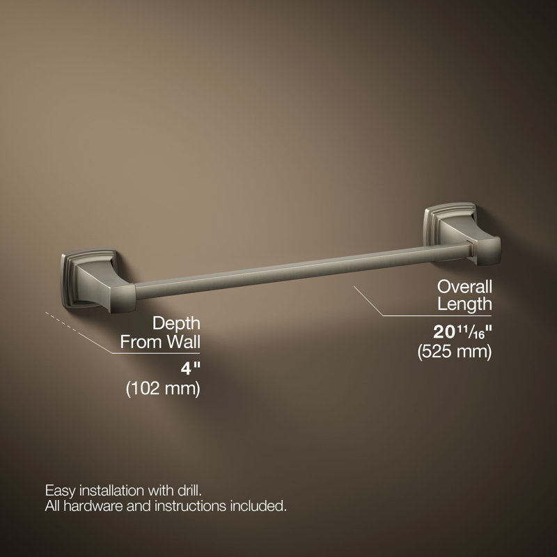 Riff Wall Mounted Towel Bar, Vibrant Brushed Nickel, 18"W