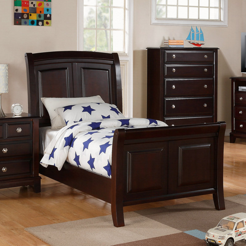 Elegant Transitional Twin Bed In Cappuccino