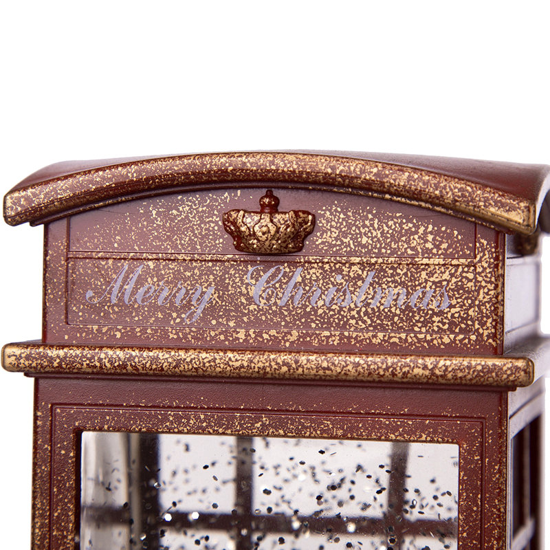 Cabine téléphonique de Noël éclairée avec père Noël au téléphone, 3 piles AA requises