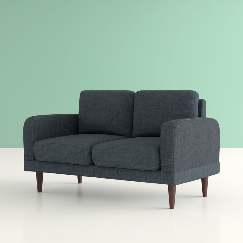 51.6" Linen Square Arm Loveseat, Dark Grey