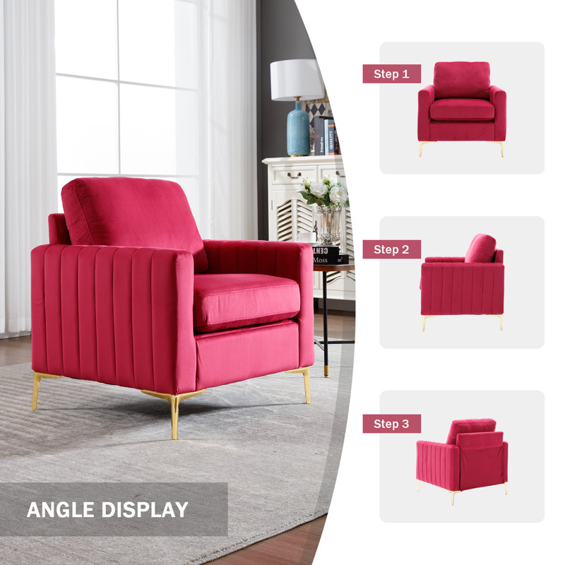 Majzara Modern Upholstered Velvet Club Chair, Red Velvet
