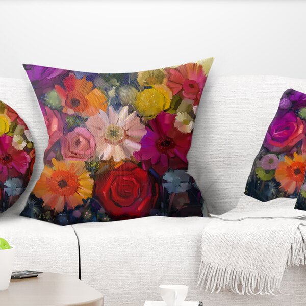 Round 3D Sunflower Throw Pillow Decorative Floral Accent Pillow Rosdorf Park Size: 14 H x 14 W x 14 D, Color: Pink