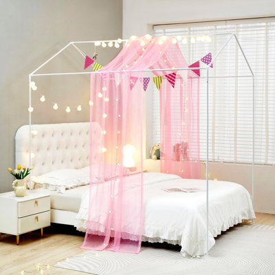 2Pcs House Bed Canopy Bed Curtains, Pink, 95 X 480Cm