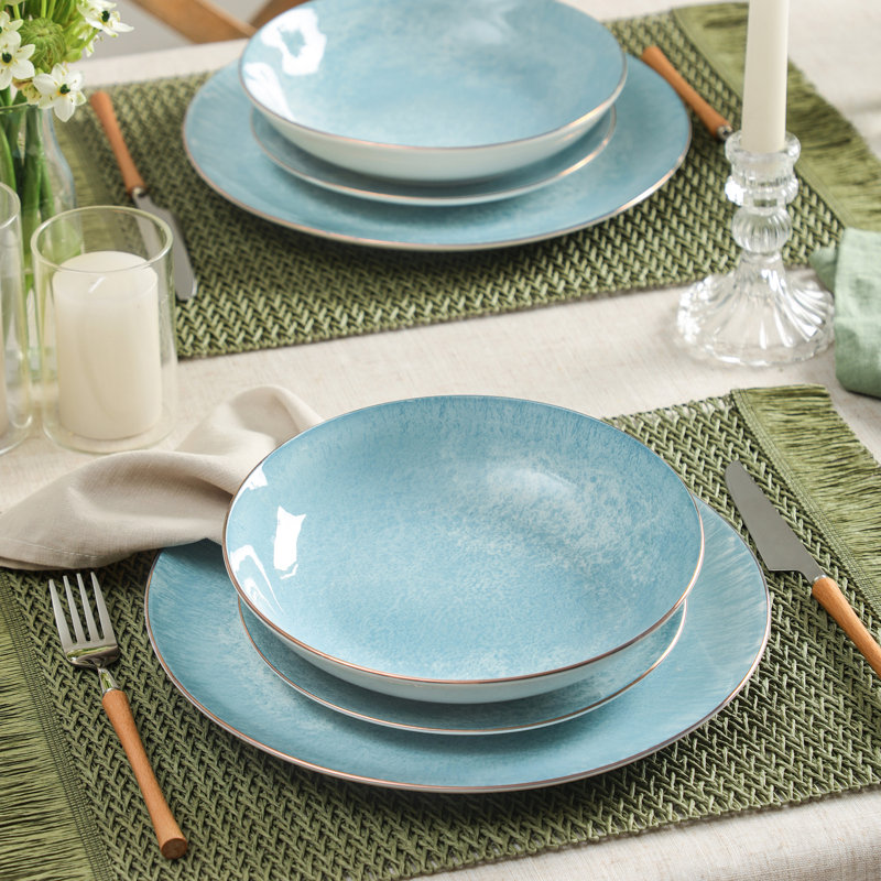 Service de table en porcelaine 24 pièces Christian Siriano, Bleu