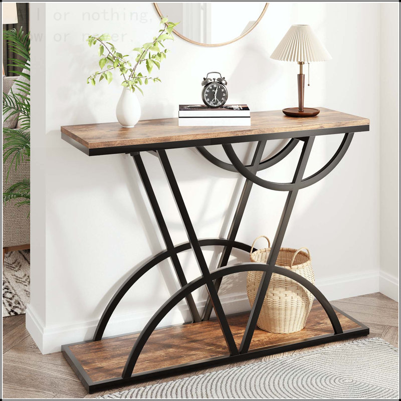 Console industrielle avec structure en métal Arch-and-Line, Brun