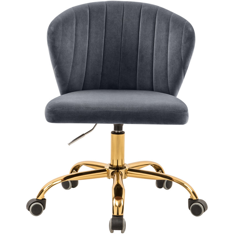 Finley Office Chair, Gray Velvet, Gold