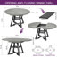 Table de salle à manger extensible de 47 à 61 po pour 4 à 8 personnes, table de cuisine industrielle ronde ou ovale avec tablette de rangement cachée, base piédestal compacte pour petit appartement et salon-1570650621-1571343012