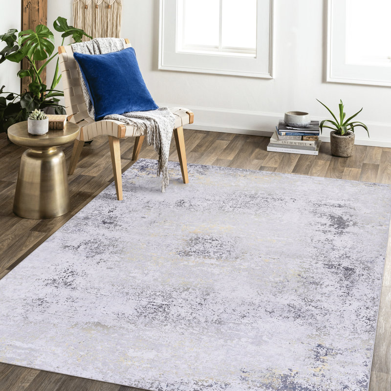 Tapis lavable 5X8, à poils courts, antidérapant, antidérapant, pliable, idéal pour la cuisine, le salon, la salle à manger - chambre à coucher grise parfaite, cuisine