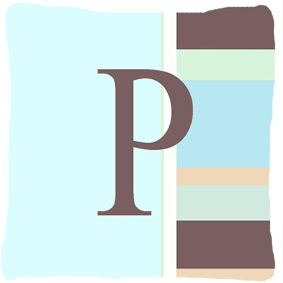 Lettre monogramme initiale bandes bleues intérieur/extérieur Throw Pillow