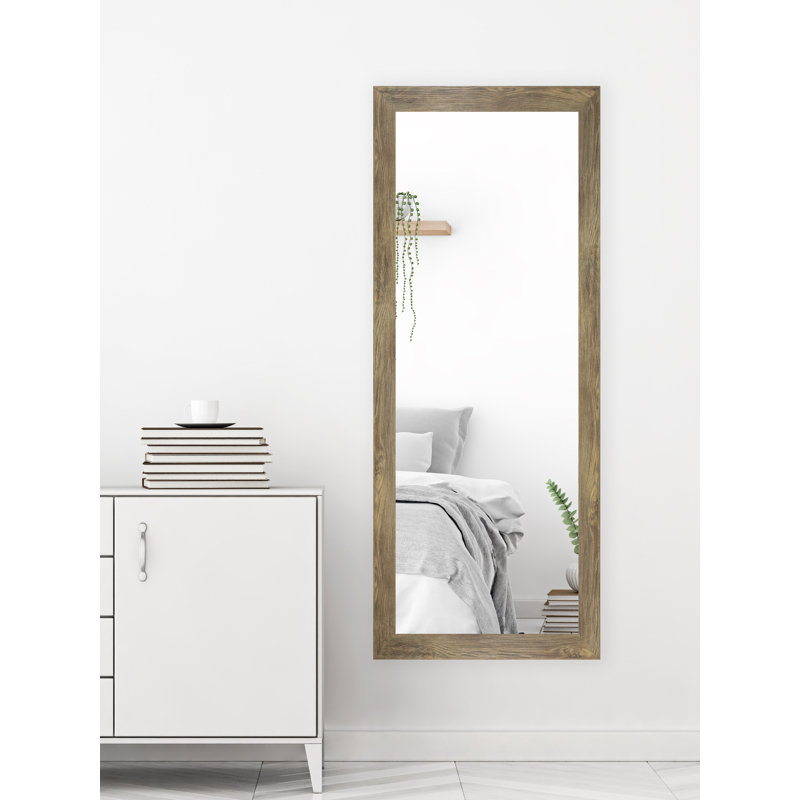 Hruby Engineered Wood Flat Wall Mirror, 26" H x 64" W, Brown