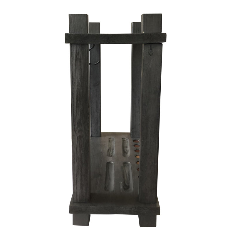 Hardwood 8-cue Billiard Floor Rack, Weathered Raven