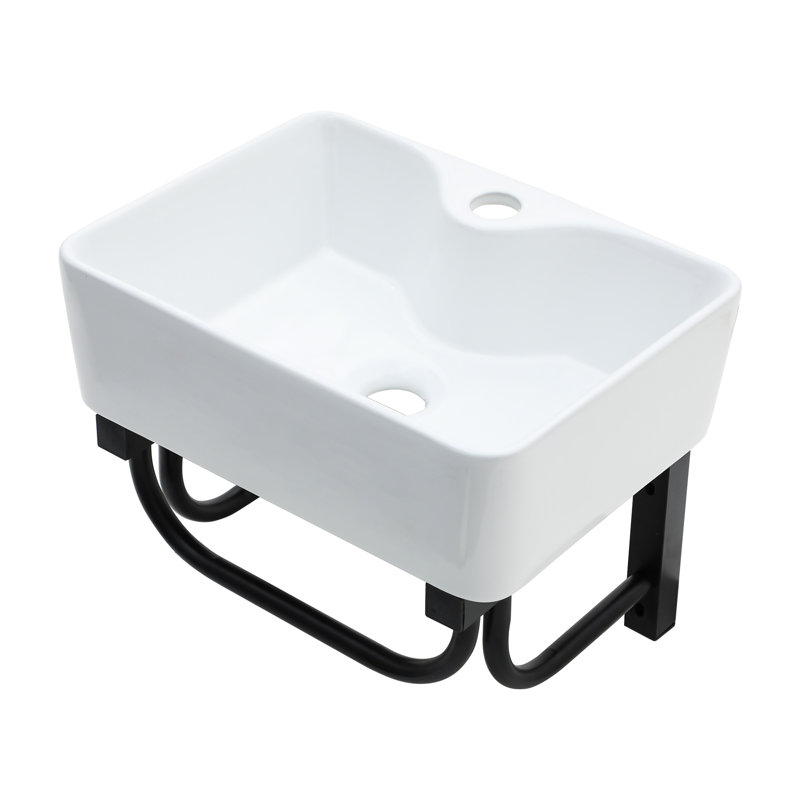Lavabo de salle de bain mural avec support à serviettes L 16 po x l 12 po