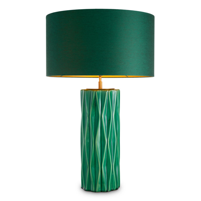 Table Lamp Amarello Green Ceramic Incl Shade
