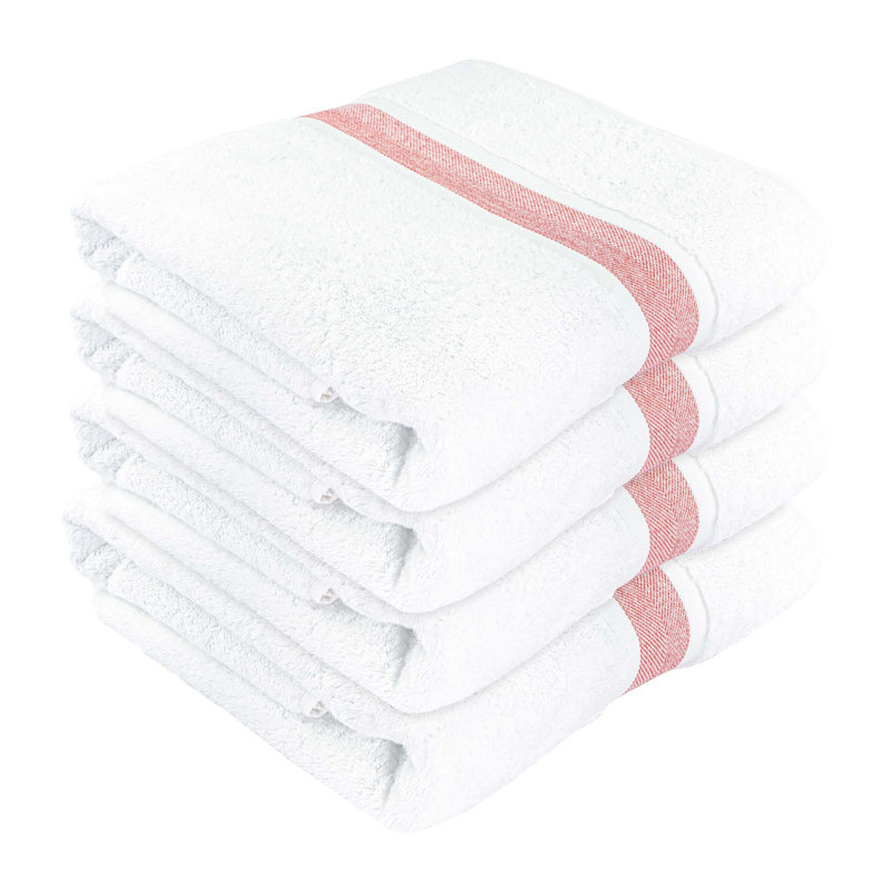 Serviette de bain 100% coton, Blanc / Somon, 4