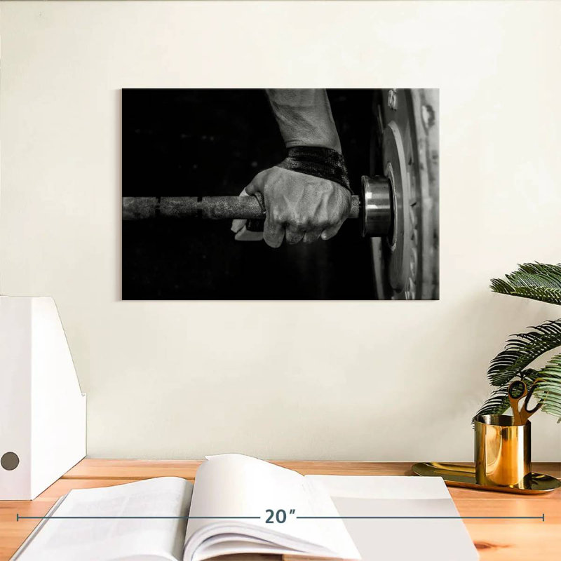 Man holding weights Sireci, H 8 po x l 12 po