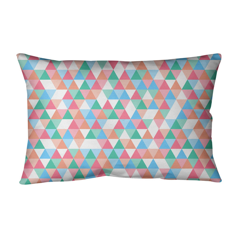 Coussin lombaire triangle, Pas de bourre, Bleu/orange, H 21,5 po x l 31 po