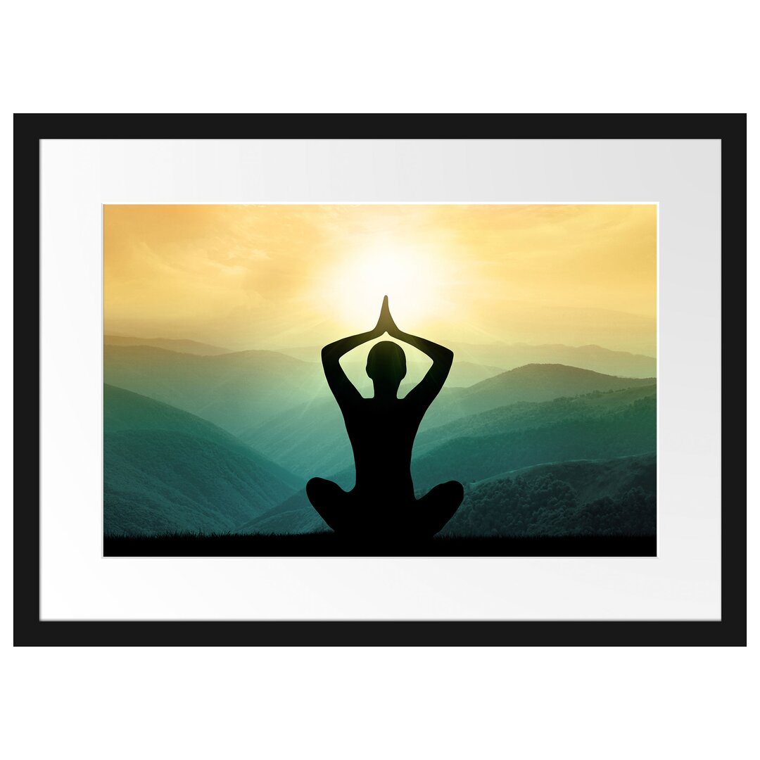 Yoga und Meditation Gerahmter Fotokunstdruck Poster