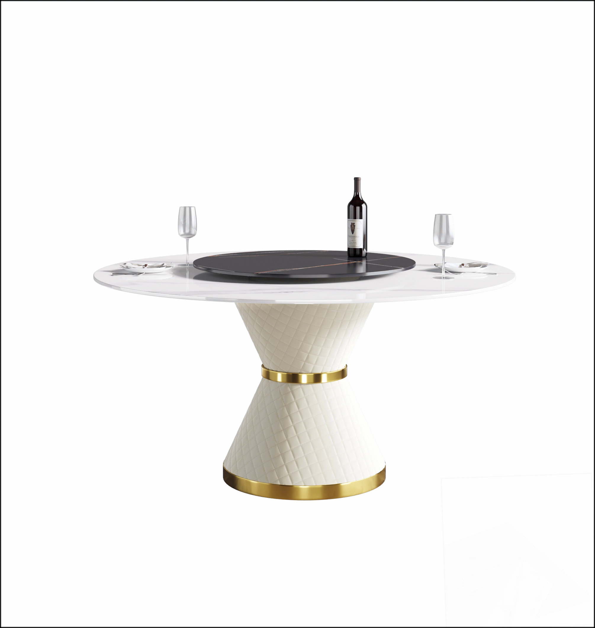 Orren Ellis 59.05"Modern artificial stone round carbon steel base ...