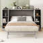 Lit escamotable double avec tablettes, tiroirs et ports USB, gris-467893187-467893186