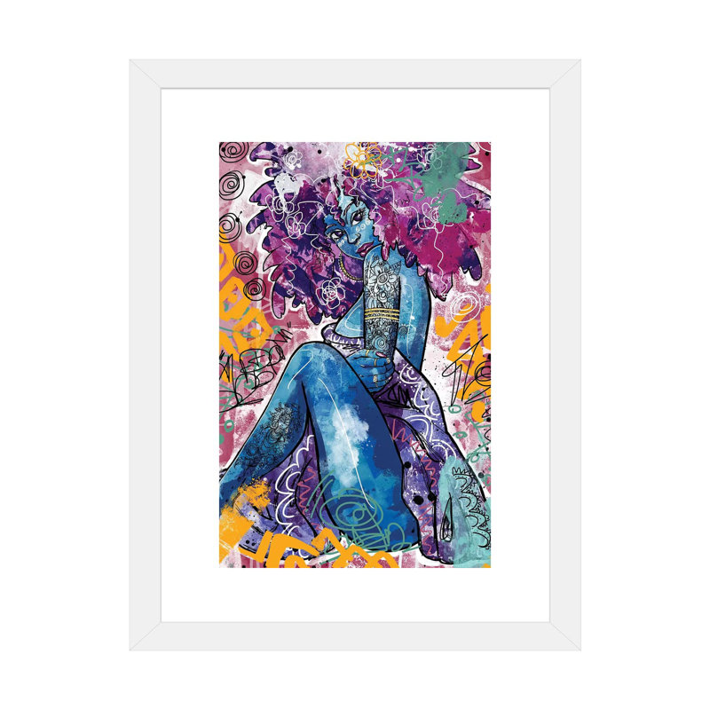 «Ife» par Justin Copeland, Papier encadré blanc, H 24 po x l 16 po x P 1 po
