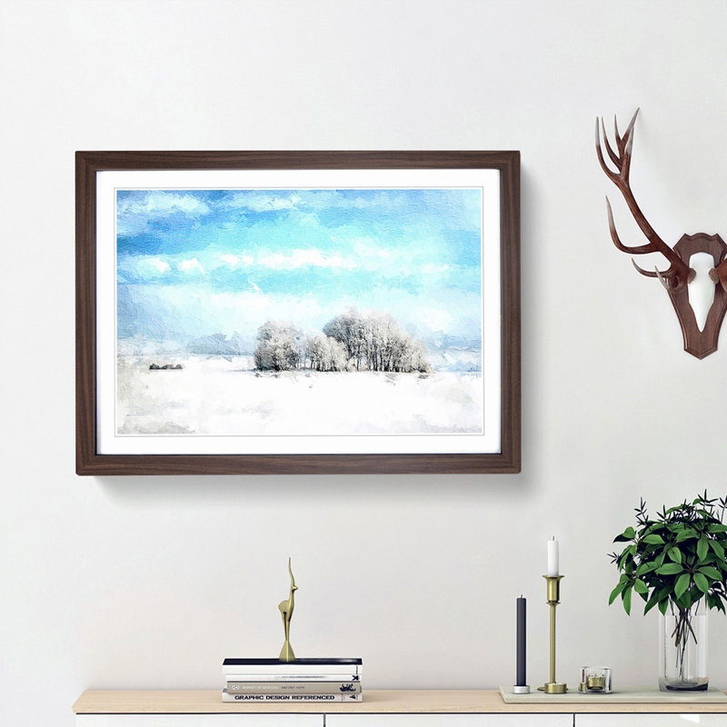 Winter Trees - Picture Frame Painting Print, 48cm H x 65cm W x 2cm D, Walnut Framed