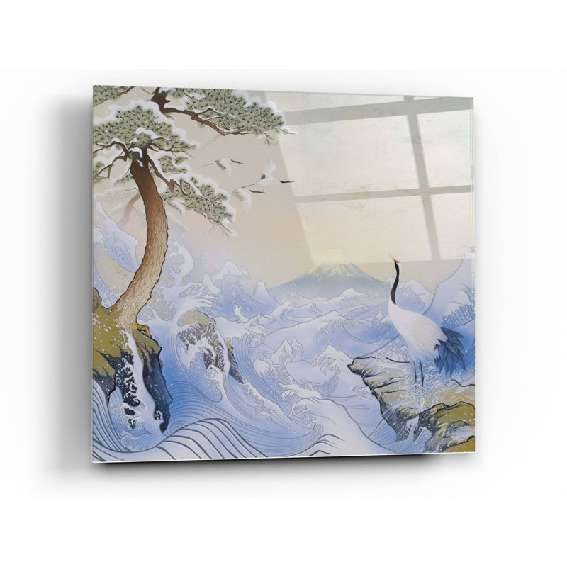 «Winter Waves» par Zigo Tanabe, art mural en verre acrylique, H 24 po x l 24 po