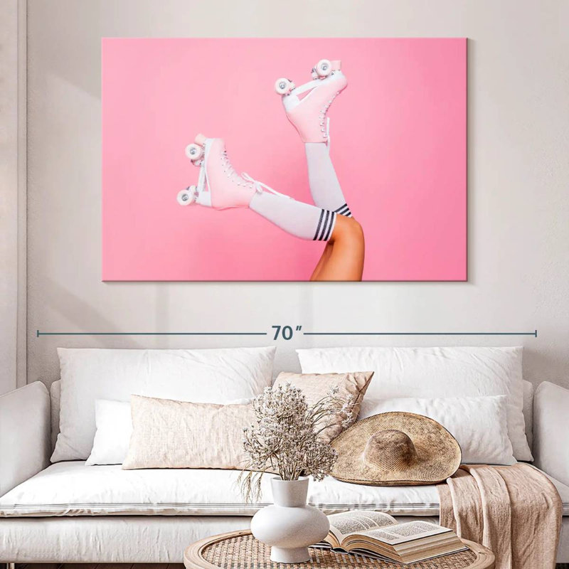 Senne Pink Roller Skates, 34" H x 51" W