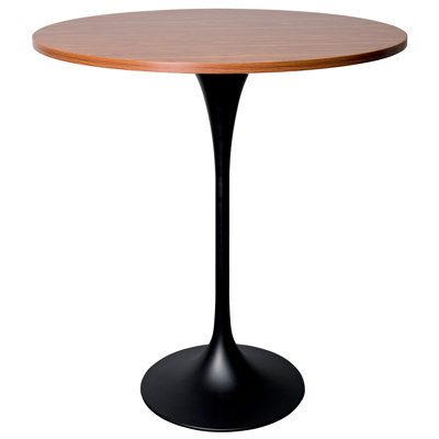 Harton Round Bar Height Dining Table with MDF Top and Stainless Steel Pedestal Base Kitchen Table Seats 2-6 Person