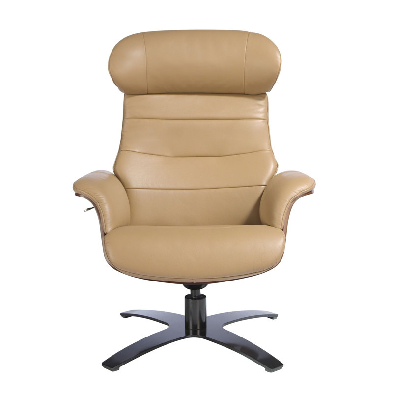 Chocolate  leather swivel recliner armchair, Brown