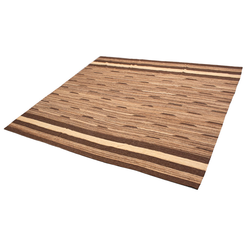 Kilim brun bohème unique tissé à la main 13 pi 4 po x 12 pi 10 po