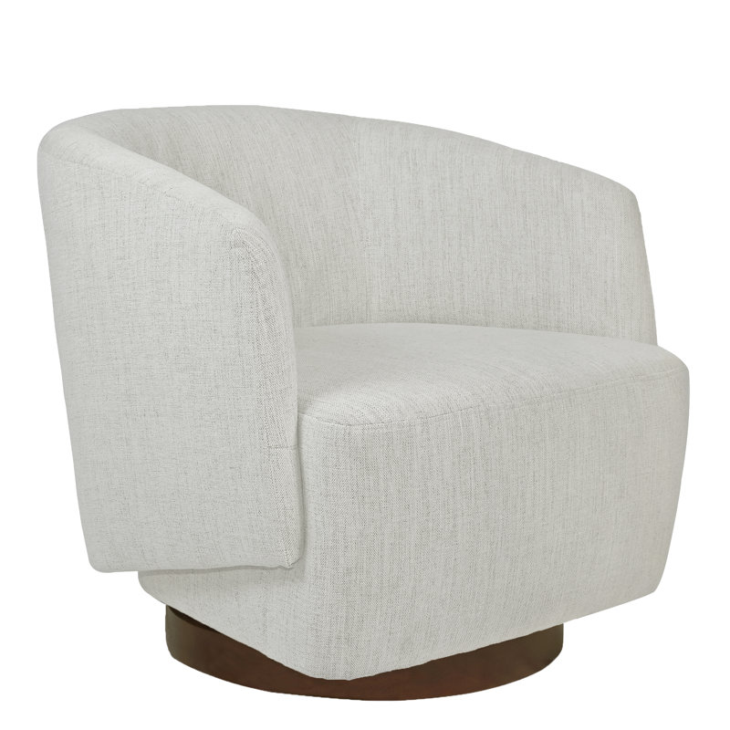 Fauteuil demi-tonneau pivotant moderne, chaises d'appoint avec base en bois pour le salon, tissu performance