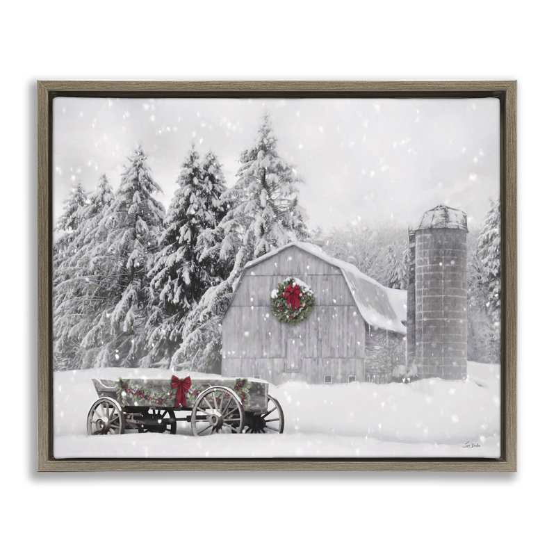 Art mural sur toile de neige enneigé par Lori Deiter, H 25 po x l 31 po, Cadre flottant orme Montalcino