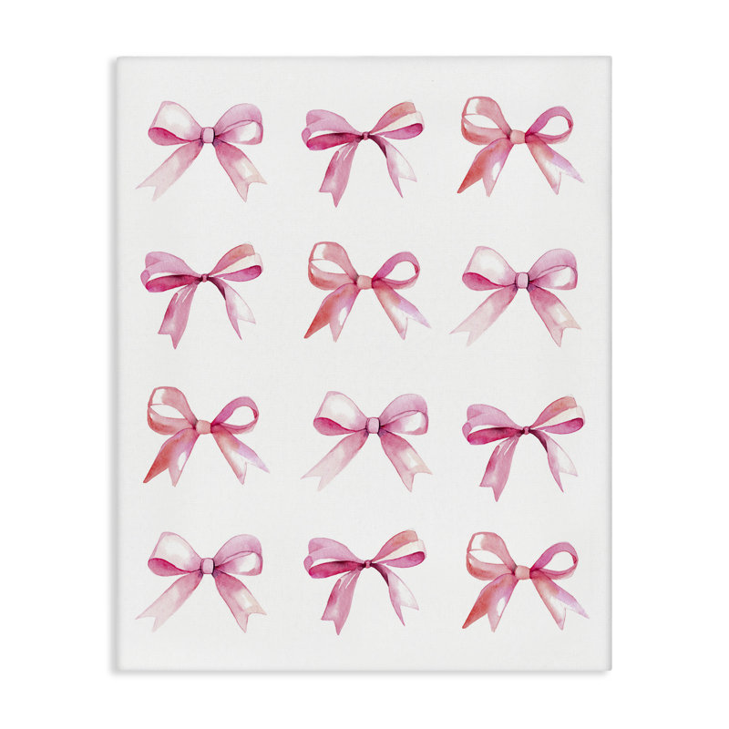 «Pink Bows Rows», art mural sur toile par Daphne Polselli, H 48 po x l 36 po