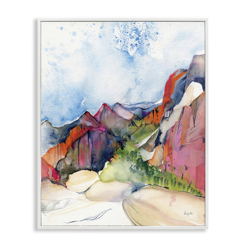  «Desert Days Abstraction Giclee Art» par Kristy riz, H 20 po x l 16 po, Giclée encadrée blanc bord de mer