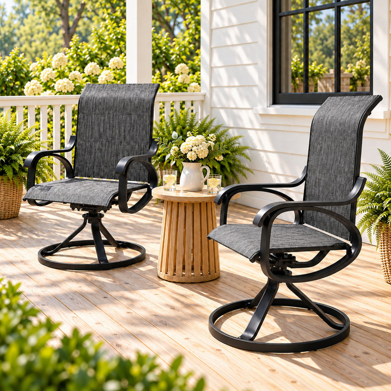 Chaise pivotante rembourrée de qualité supérieure toutes saisons (ensemble de 2), Dark Grey